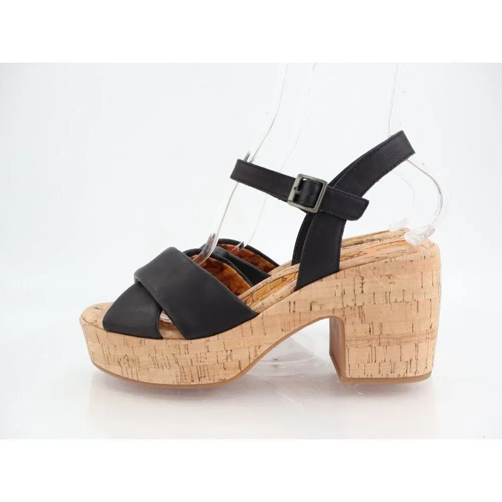 Kork-Ease Korks Calda Sandals Women's 10 Black Platform Chunky Slingback Y2K